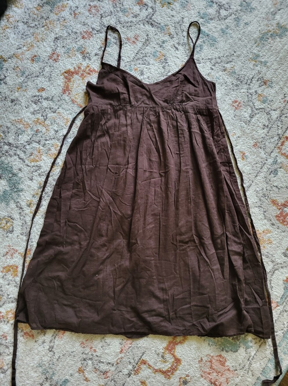 Vintage J. Crew 100% Cotton Brown Babydoll Midi Dress
